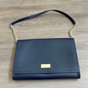 Kate spade navy blue shoulder bag with gold chain handle